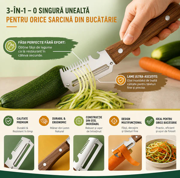 🔪 Răzătoare Multifuncțională 3 în 1 - Taie, Feliază și Rade Rapid ✨🍅
